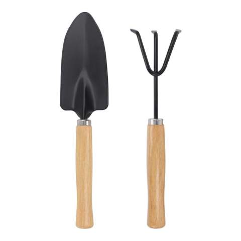 Draagbare tuinhark en spade gemaakt van A3 staal en eucalyptushout, ideaal voor kleine tuinen en kamerplanten
