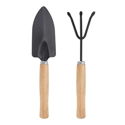 Draagbare tuinhark en spade gemaakt van A3 staal en eucalyptushout, ideaal voor kleine tuinen en kamerplanten
