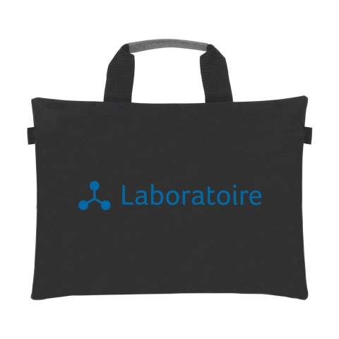 Grand sac à documents en polyester Oxford 300D dans une combinaison chic de gris bruyère et noir. Avec une poignée renforcée, une doublure intérieure et une fermeture Éclair.