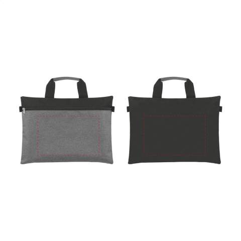 Grand sac à documents en polyester Oxford 300D dans une combinaison chic de gris bruyère et noir. Avec une poignée renforcée, une doublure intérieure et une fermeture Éclair.