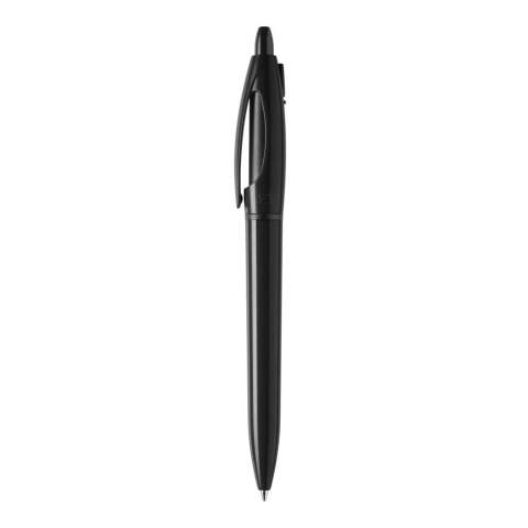 Hardcolour ball pen S! Extra with coloured barrel, pusher and clip and has a black ring and tip. The refill is a X20 refill and includes blue writing ink.  The barrel can easily be customized with an imprint. It includes a pusher mechanism and is made of ABS, made in Europe. From orders of 5.000 pieces, you can choose your own colour combination.