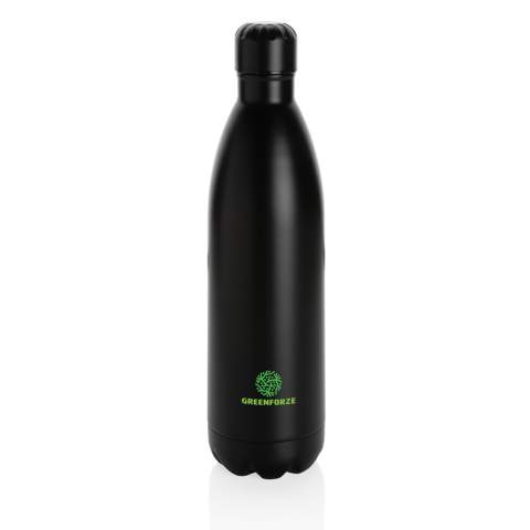 Steigern Sie Ihre tägliche Wasseraufnahme mit dieser einfarbigen, vakuumisolierten Edelstahlflasche. Die Flasche hält gekühlte Getränke bis zu 15 Stunden kalt und heiße Getränke bis zu 5 Stunden warm. Da sie in die in die meisten Getränkehalter passt, hält diese schlanke Wasserflasche Sie auch unterwegs mit Ihrem Getränk versorgt; wo immer Sie sind. Mit ihrem großen Fassungsvermögen von 1 Liter ideal für einen Tagesausflug. Nur Handwäsche.<br /><br />HoursHot: 5<br />HoursCold: 15