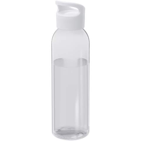 One of our most popular water bottle designs has become more sustainable with the introduction of recycled plastic. The single-walled Sky bottle is BPA free and has a 650 ml capacity, and it fits in the side pocket of most backpacks, as well as in most car cup holders. The twist-on lid ensures easy opening and closing, and has a built-in carrying handle.
