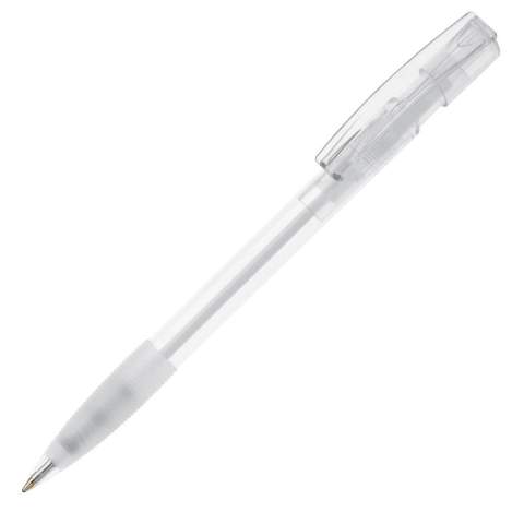 Toppoint design ball pen with rubber grip, made in Germany. This pen has a blue writing X20 refill for 2.5km of writing pleasure. Made with transparent parts.
