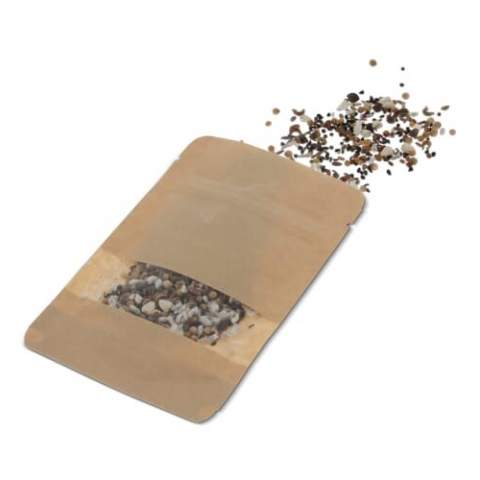 Kraft paper bag with 4 grams of dried flower seeds suitable for 2m² flowers. A real sustainable gift.