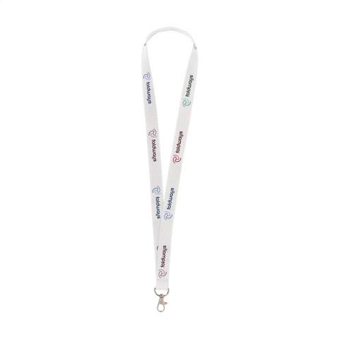 WoW! Strong woven RPET polyester lanyard (made from recycled PET bottles). Supplied with a metal carabiner. A durable and environmentally friendly product. Including full-colour sublimation print. Made in Europe.
