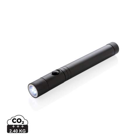The perfect tool for any need, this double magnetic LED work light is great for attaching to any metal surface for optimal lightning.  This aluminium flashlight allows you to extend from its normal size of 17cm to 58cm allowing you to pick up items that are stuck in hard to see and reach places with the magnet on front. This flashlight is equipped with three LED for extra bright exposure in dark spaces. When the light is extended the head becomes flexible and can be adjusted in any direction. Includes batteries for direct use.<br /><br />Lightsource: LED<br />LightsourceQty: 3