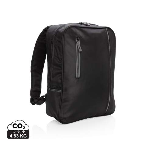 Padded microfibre and grey suedine detail, 2 compartments with padded folder suitable for 15,6” laptop, earphone exit, adjustable shoulder straps with phone pouch.  Registered design®<br /><br />FitsLaptopTabletSizeInches: 15.6