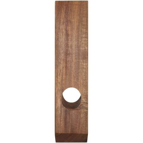 Wine holder set made of acacia wood. The set includes a waitress knife featuring a corkscrew and a retractable foil knife, and it also functions as a wine bottle holder. A perfect gift to wine lovers.