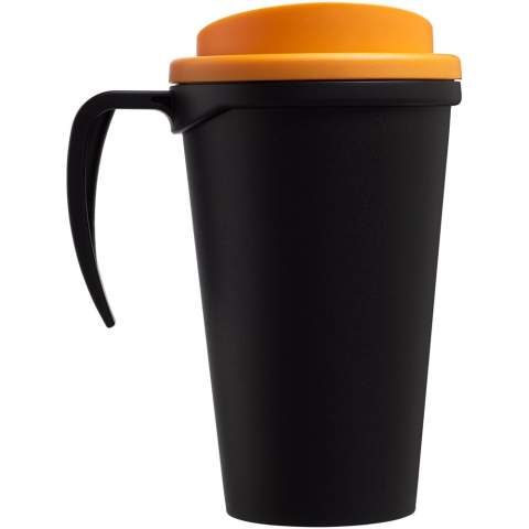 Double-wall insulated mug with twist-on lid and integrated handle. Mug is fully recyclable. Mix and match colours to create your perfect mug. Made in the UK. Presented in a white gift box. BPA-free. EN12875-1 compliant, dishwasher safe, and microwave safe.