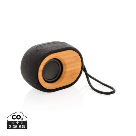 Natural sound from a natural speaker. This sustainable speaker combines an amazing sound experience with a stylish design made out of durable and responsible materials. The casing is made out of durable bamboo and fabric made from a blend of 30% Organic cotton, Hemp 40% and 30% recycled PET. The 5W speaker uses high quality components to guarantee longevity. The 1.500 mAh battery will play up to 8 hours on one single charge. It uses BT 4.2 for a super smooth connection and has an operating distance up to 10 metres. Registered design® Packed in 100% plastic free packaging<br /><br />HasBluetooth: True<br />NumberOfSpeakers: 1<br />SpeakerOutputW: 5.00