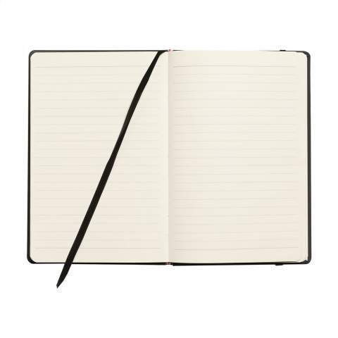 Notitieboek in A5-formaat met ca. 96 vel/192 pagina's crèmekleurig, gelinieerd, FSC-gecertificeerd papier (80 g/m²). Met gebonden rug, harde kaft, opbergvak, sluitelastiek en zijden leeslint.