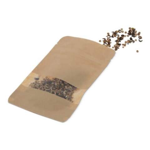Kraft paper bag with 4 grams of bee & butterfly flower seeds suitable for 2m² flowers. A real sustainable gift.