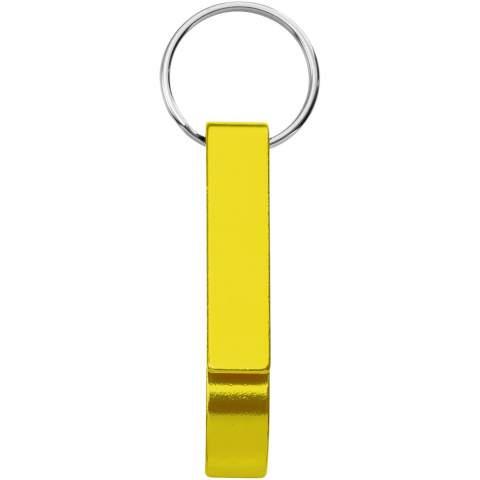 Being able to open a bottle or can anytime, anywhere while also promoting a brand in a sophisticated way, the Tao bottle and can opener keychain is the perfect accessory. The keychain is made of aluminium, making it strong and lightweight. Combined with the metallic finish, a printed logo on the keychain makes it stand out even more. 