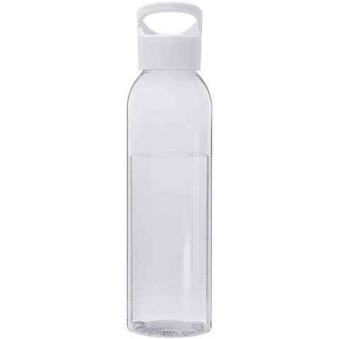 One of our most popular water bottle designs has become more sustainable with the introduction of recycled plastic. The single-walled Sky bottle is BPA free and has a 650 ml capacity, and it fits in the side pocket of most backpacks, as well as in most car cup holders. The twist-on lid ensures easy opening and closing, and has a built-in carrying handle.