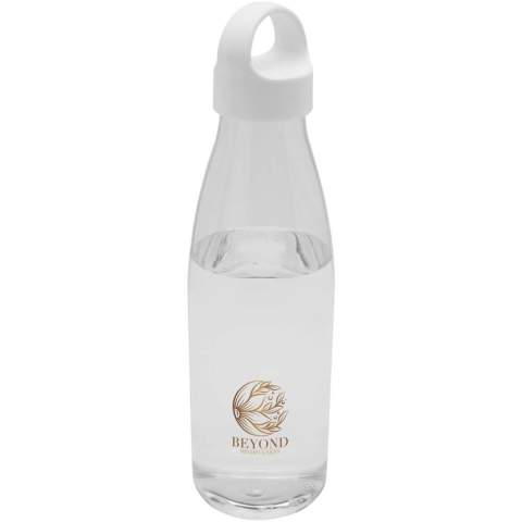Water bottle made from RCS certified RPET, featuring a convenient carrying handle that is integrated with the cap. EFSA certified (European Food Safe Authority). Volume capacity: 800 ml. BPA free.