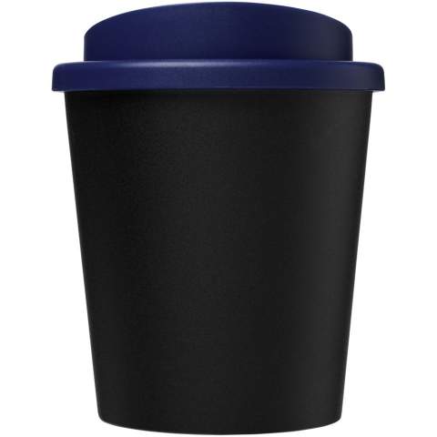 Compact, double-wall insulated tumbler with twist-on lid. Fits under most coffee makers. The tumbler is 70% recycled in total, with a recycled mug with black inner layer, and a standard lid. Since the lid is not made of recycled material it can be ordered in a wide range of different colours. Mug is fully recyclable. The shades of black may vary due to the nature of the recycled material. Volume capacity is 250 ml. Made in the UK. Packed in a recycled PE plastic bag.