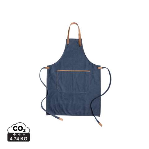 Be a top chef in this beautiful apron made in a heavy quality 16oz. canvas with PU accent details.  With a one-size design, it has adjustable straps at the neck and on the sides. A large pocket comes in handy for storing notes and utensils. Supplied in a Kraft gift box. Machine wash at 30 degrees celsius with similar colours.