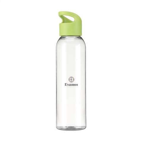 WoW! Luxuriöse Wasserflasche aus durchsichtigem RPET. Mit praktischem Schraubverschluss aus Kunststoff. Umweltfreundlich, BPA-frei, auslaufsicher, beständig und wiederverwendbar. Nicht spülmaschinengeeignet. Fassungsvermögen: 650 ml. GRS-zertifiziert. Recyceltes Material insgesamt: 83%.