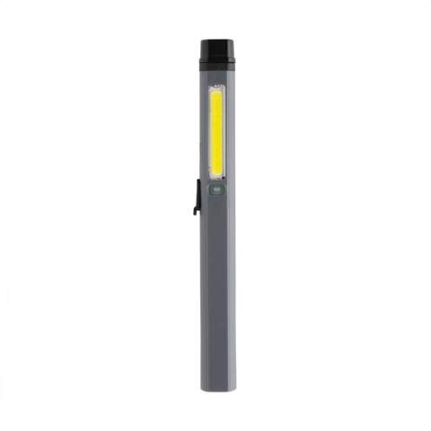Stiftlampe im Taschenformat mit superhellem COB-, LED- und Blaulicht aus RCS-zertifiziert recyceltem ABS-Kunststoff. Gesamter recycelter Inhalt: 33% bezogen auf das Gesamtgewicht des Artikels. Die RCS-Zertifizierung gewährleistet eine vollständig zertifizierte Lieferkette für die recycelten Materialien. Die Arbeitsleuchte ist mit einem wiederaufladbaren 460mAh-Lithium-Akku ausgestattet, so dass kein Batteriewechsel erforderlich ist. Einfach über die USB-Buchse aufladen. Die Arbeitsleuchte verfügt über 260 Lumen COB, 80 Lumen LED und blaues Licht. Mit 4 Modi: COB, COB 50%, LED-Licht und Blaulicht. Mit Clip auf der Rückseite und mit Type-C-Anschluss zum Wiederaufladen. Betriebszeit mit einer Ladung: bis zu 3 Stunden.<br /><br />Lightsource: COB LED<br />PVC free: true