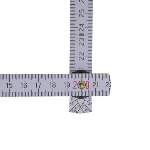 Duimstok met tien delen en een totale lengte van 2 meter. Duurzaam en draagbaar, ideaal voor zowel professionele als doe-het-zelf projecten. De liniaal heeft een schokbestendige coating en extra sterke, roestvrijstalen scharnieren. Met geïntegreerd hoekschema en vergrendelingshoek van 180°. CE-gecertificeerd en nauwkeurigheidsklasse 3. Gemaakt in Europa.