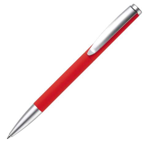 A Toppoint design metal pen with rubberized finish, provided with a metal Jumbo refill with blue writing ink. Including twist mechanism, metal clip and tip. Laser engraving possible.