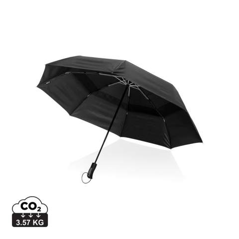 This Swiss Peak Aware™ RPET Tornado 27” pocket storm umbrella is the perfect umbrella! Compact enough but if unfolded it becomes an umbrella which is big enough for 2 people. Made with an aluminium frame and fibreglass ribs, 3 section umbrella and auto open & close. Stormproof. The canopy is made with 190T RPET. With AWARE™ tracer that validates the genuine use of recycled materials. This umbrella canopy is made of 11.7 PET bottles (500ml). 2% of proceeds of each Impact product sold will be donated to Water.org.<br /><br />UmbrellaMechanism: Automatic Open/Close<br />IsStormproof: true