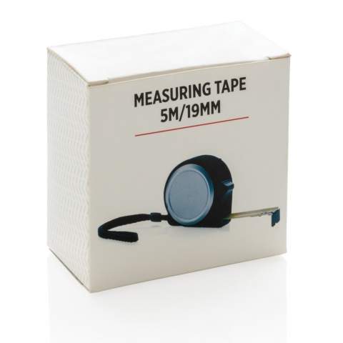 Compact ABS material tape with clip and wrist strap. 5 metre/19mm tape with hook.<br /><br />TapeLengthMeters: 5.00