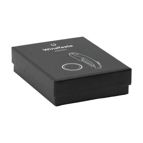 Ensemble de sommelier 2 pièces : canif en acier mat et stop-gouttes. Par set dans une boîte.