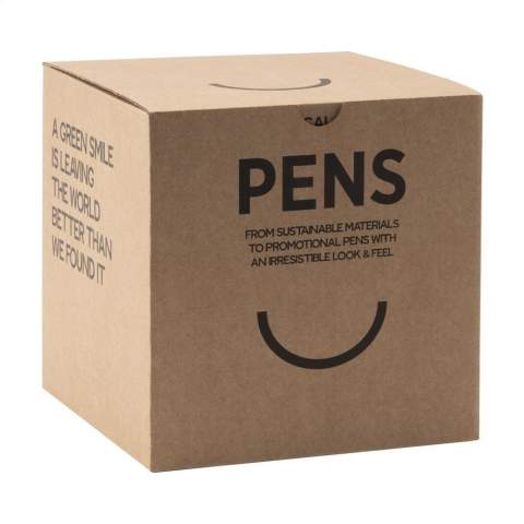 WoW! Balpen met houder van gerecycled papier. De clip, drukknop en het puntstuk zijn van biologisch afbreekbaar PLA. Met blauwschrijvende vulling.