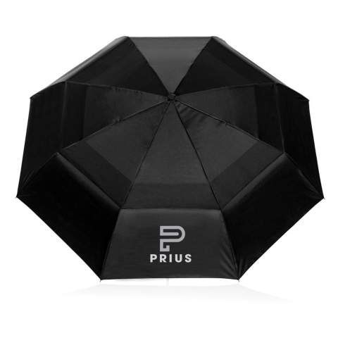 This Swiss Peak Aware™ RPET Tornado 27” pocket storm umbrella is the perfect umbrella! Compact enough but if unfolded it becomes an umbrella which is big enough for 2 people. Made with an aluminium frame and fibreglass ribs, 3 section umbrella and auto open & close. Stormproof. The canopy is made with 190T RPET. With AWARE™ tracer that validates the genuine use of recycled materials. This umbrella canopy is made of 11.7 PET bottles (500ml). 2% of proceeds of each Impact product sold will be donated to Water.org.<br /><br />UmbrellaMechanism: Automatic Open/Close<br />IsStormproof: true