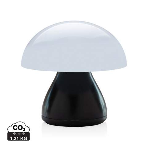 Trendy re-chargeable and portable table lamp that will look good both on your desk or in your living room. Made with RCS certified recycled ABS and RCS certified recycled aluminum. Total recycled content: 84% based on total item weight. RCS certification ensures a completely certified supply chain of the recycled materials. The table lamp will operate up 18 hours on one single charge and can be re-charged in 2 hours. With two modes (warm light and white light) that can be adjusted by touching the top of the lamp.  Rechargeable via USB-C. Packed in FSC® mix packaging. IPX 4 waterproof.<br /><br />PowerbankCapacity: 900<br />Lightsource: LED<br />PVC free: true