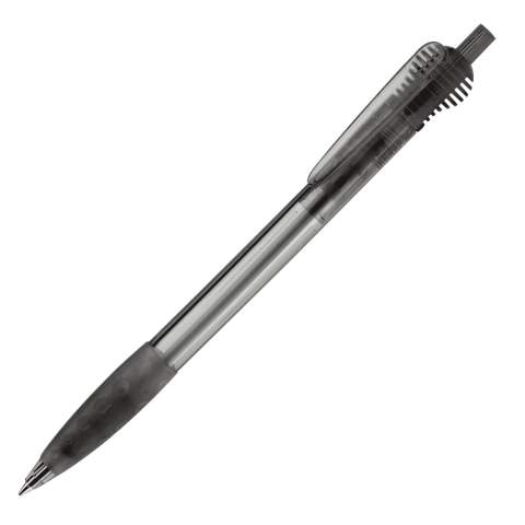 Toppoint design ball pen with rubber grip, made in Germany. This pen has a blue writing X20 refill for 2.5km of writing pleasure. Made with transparent parts.