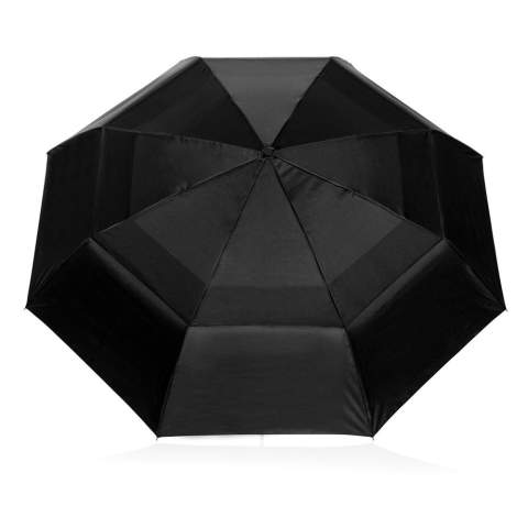 This Swiss Peak Aware™ RPET Tornado 27” pocket storm umbrella is the perfect umbrella! Compact enough but if unfolded it becomes an umbrella which is big enough for 2 people. Made with an aluminium frame and fibreglass ribs, 3 section umbrella and auto open & close. Stormproof. The canopy is made with 190T RPET. With AWARE™ tracer that validates the genuine use of recycled materials. This umbrella canopy is made of 11.7 PET bottles (500ml). 2% of proceeds of each Impact product sold will be donated to Water.org.<br /><br />UmbrellaMechanism: Automatic Open/Close<br />IsStormproof: true