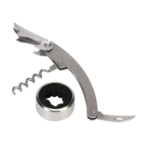 Ensemble de sommelier 2 pièces : canif en acier mat et stop-gouttes. Par set dans une boîte.