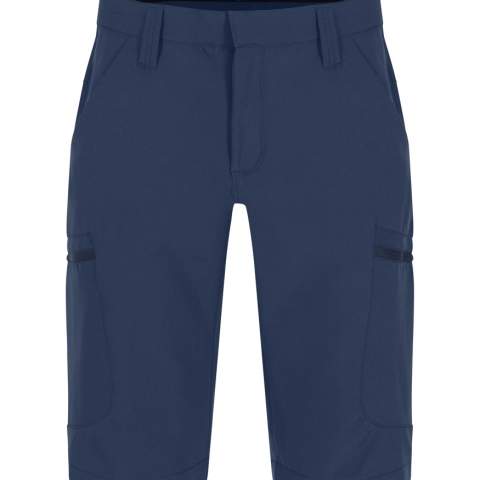 • short met volledig stretchmateriaal dat een maximale bewegingsvrijheid biedt<br />• moderne, slim fit<br />• ingestikte elastische tailleband, aanpasbaar en met stroken in rubber om de broek op zijn plaats te houden<br />• twee open zijzakken<br />• twee beenzakken met ritssluiting<br />• twee achterzakken met ritssluiting<br />• brede riemlus aan de achterzijde om daar de druk te verlagen van de riem                  <br />• verborgen knoop