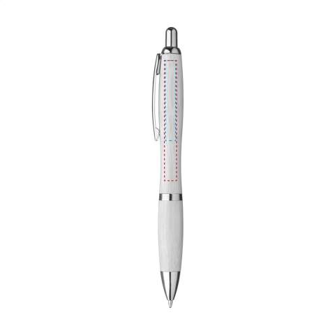 WoW! Blue ink bamboo ballpoint pen with metal clip and silver-coloured accents.