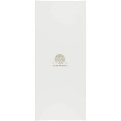 The Lucas RPET sport towel is made from 100% recycled polyester, offering a soft and absorbent surface ideal for training or outdoor activities. With a weight of 140 g/m², it strikes a balance between durability and lightweight comfort. The towel features a practical plastic cord to secure both the towel and pouch, making it easy to carry and store. Delivered with a non-woven pouch (11 x 15.5 cm), that is also made of 100% recycled polyester. Towel size: 30 x 80 cm.
