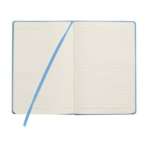 Notebook in A5 format with approx. 96 sheets/192 pages pages of cream coloured, lined paper (80 g/m²). With a perfect binding, hard cover, pocket, elastic fastener and silk ribbon.
