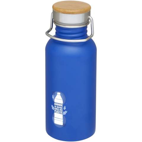 Einwandige Edelstahlflasche mit Schraubdeckel. Der Deckel verfügt über ein Bambusoberteil sowie einen Griff zum einfachen Tragen. Das Fassungsvermögen beträgt 550 ml. Verpackt in einer Avenue-Geschenkschachtel.