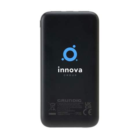 Keep your smartphone, tablet or smartwatch charged with this powerbank from Grundig. The powerbank has an output of 10000 mAH and a Li-polymer battery. With ABS casing and LED indicator light. Equipped with 4 USB ports: two USB-A and one micro-USB and USB-C input. Input and Type-C output: 5V/2A, 9V/2A, 12V/1.5A. Compatible with all mobile devices that support QI wireless charging. Includes USB-A/USB-C cable and user manual. Each in a FSC® certified packaging.