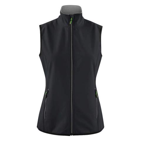 Bodywarmer uitvoering van de Trial softshell. Elastische band onderaan de zoom en aan de armopening. Tweekleurige ritssluiting en zipper pullers in contrasterende kleur. Deze kunnen indien gewenst vervangen worden door één van de andere beschikbare kleuren.