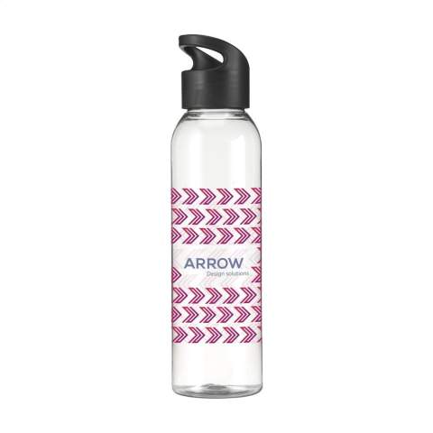 WoW! Luxe waterfles van helder RPET. Met praktische, kunststof schroefdop. Llekvrij en herbruikbaar. Niet vaatwasserbestendig. Inhoud 650 ml. GRS-gecertificeerd. Totaal gerecycled materiaal: 83%.