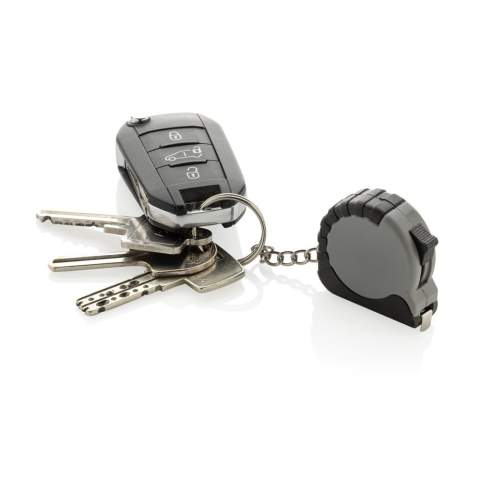 1 metre keychain tape. Made from RCS recycled ABS and stainless steel blade. Total recycled content: 27% based on total item weight. RCS certification ensures a completely certified supply chain of the recycled materials. Packed in FSC mix packaging.<br /><br />TapeLengthMeters: 1.00