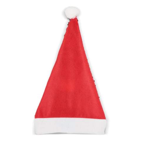 Brillez pendant les fêtes avec ce bonnet de Noël à paillettes éclatant ! Orné de paillettes bicolores scintillantes, il ajoute une touche de glamour à toute tenue festive. Passez la main dessus pour un effet magique de changement de couleur !
