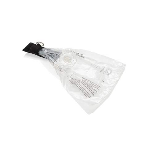 Sleutelhanger inclusief mond-op-mond beademingsmasker verpakt in rode etui met velcro sluiting. EN 13485:2003 goedgekeurd.