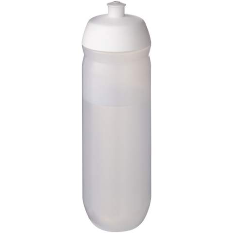 Single-walled sport bottle with a screw-fix pull-up lid. Made from flexible MDPE plastic, this squeezy bottle is perfect for sporting environments. Volume capacity is 750 ml. Made in the UK. BPA-free. EN12875-1 compliant and dishwasher safe.