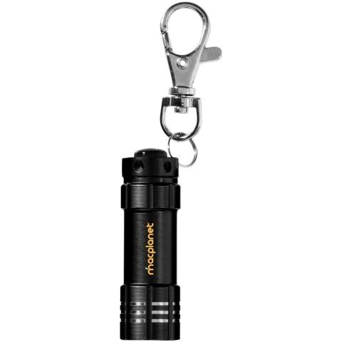 Schlüssellicht mit 3 weißen LEDs und Metall Karabiner. Inkl. Batterien.