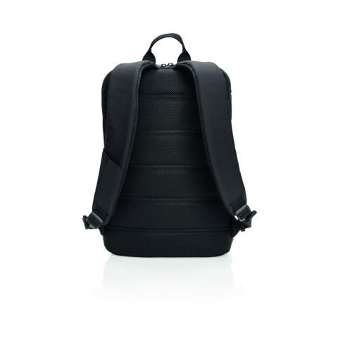 This unisex anti theft backpack’s interior is ingeniously padded to protect all your valuable electronics. Now you can store your 15.6" laptop, tablet, headphones, and more without fear of their being damaged or stolen.  Incorporating RFID protected sleeve pockets and USB side output. PVC free. Registered design®<br /><br />FitsLaptopTabletSizeInches: 15.6<br />PVC free: true