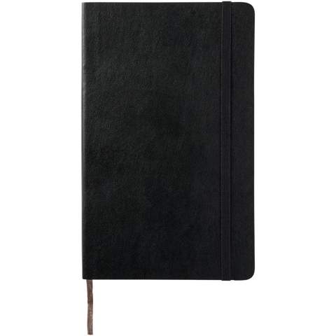 The Moleskine Classic soft cover notebook has a flexible cover in a range of bright colours. It has rounded corners, elasticated closure and ribbon bookmark. Our standard option includes 192 ivory-coloured plain pages. Contains 192 ivory coloured plain pages.
